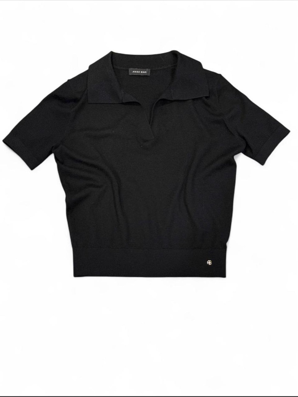 Anine Bing Black Moni Polo Sweater